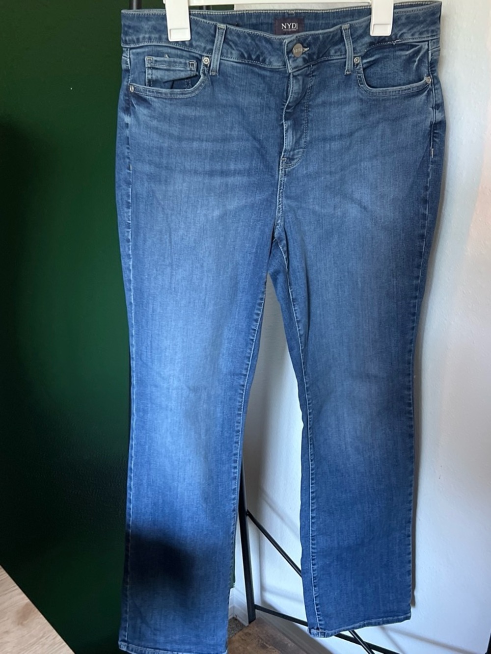 NYDJ Medium Blue Straight-Leg Stretch Jeans